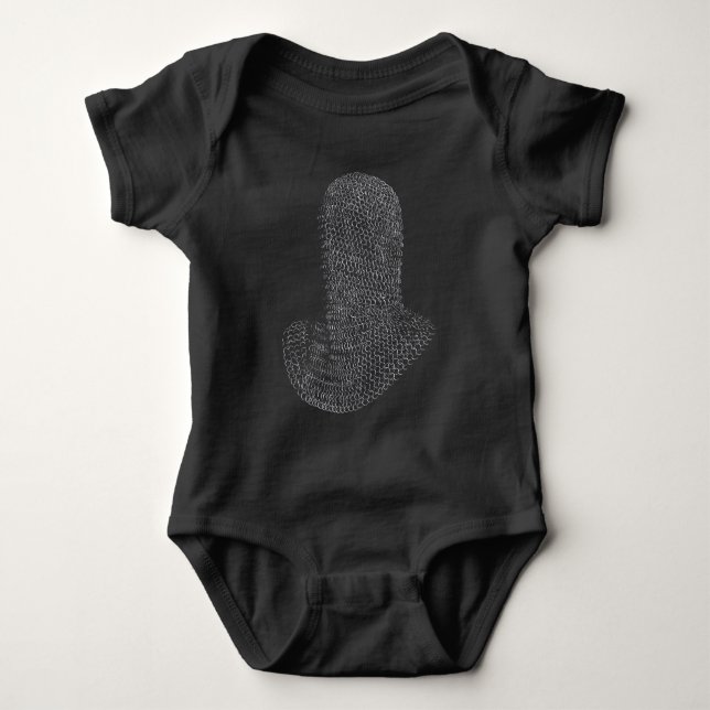 Chainmail Warrior Hood Baby Bodysuit (Front)