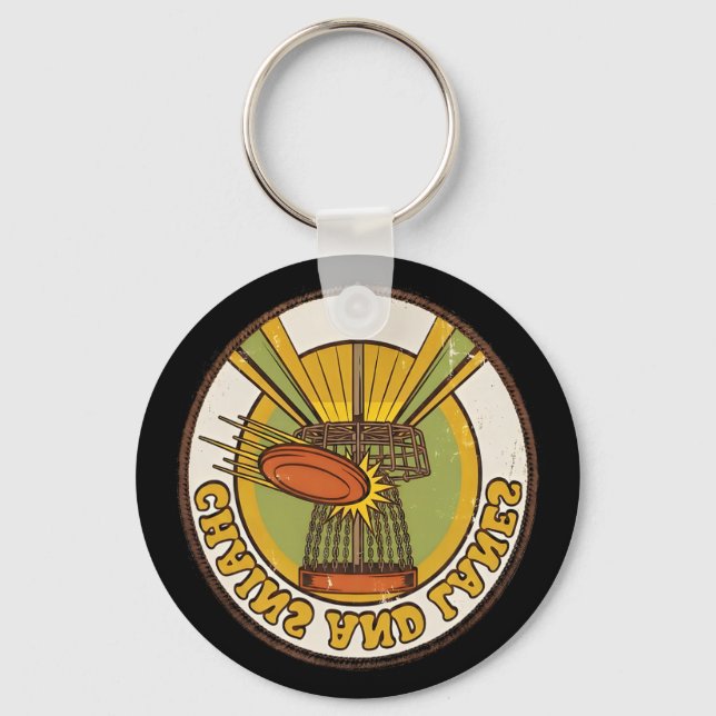 Chains And Lanes Disc Golf Course Player  Key Ring (Front)