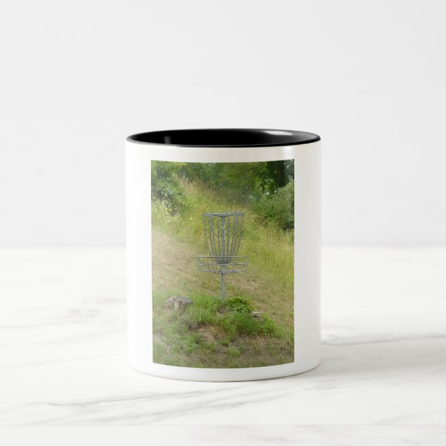 Chains of A Disc Golf Basket Two-Tone Coffee Mug (Center)