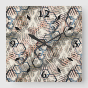 Chains on palm leaves. large clock