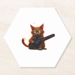 chainsaw cat shirt Classic  Paper Coaster