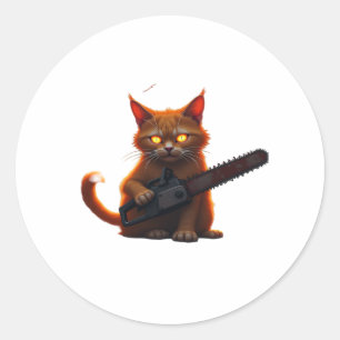 chainsaw cat shirt Classic Round Sticker
