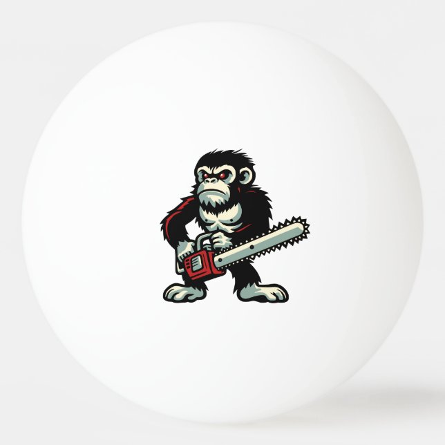 Chainsaw Chimp Ping Pong Ball (Front)
