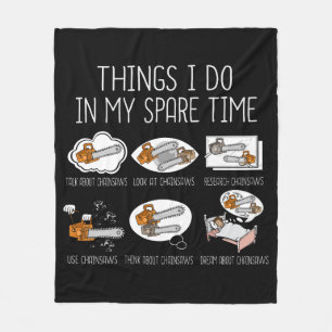 Chainsaw Gift Men Woodworker Lumberjack Arborist Fleece Blanket