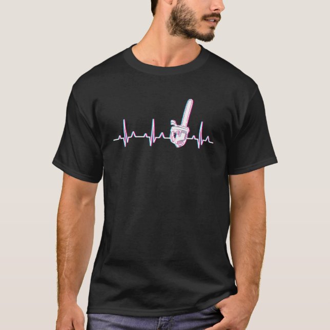 Chainsaw Heartbeat - Funny Lumberjack Forstwirt T-Shirt (Front)