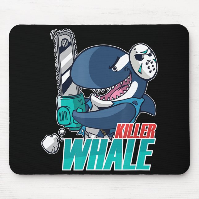 Chainsaw Killer Whale Costume Fun Orca Halloween  Mouse Pad (Front)