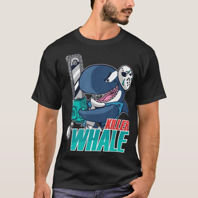 Chainsaw Killer Whale Costume Fun Orca Halloween  T-Shirt (Front)