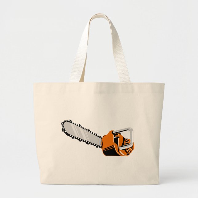 chainsaw retro style large tote bag (Front)