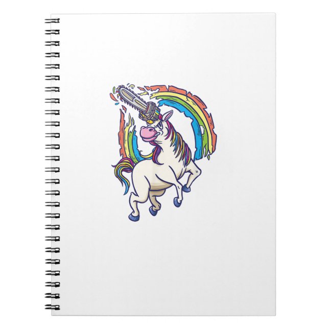 Chainsaws unicorn comes to kill fun gift T-Shirt Notebook (Front)