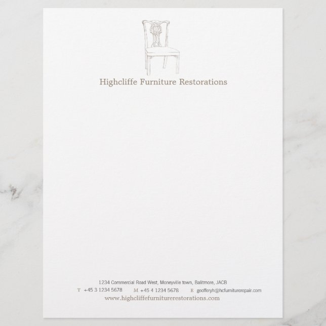 Chair drawing antiques business letterhead (Front)