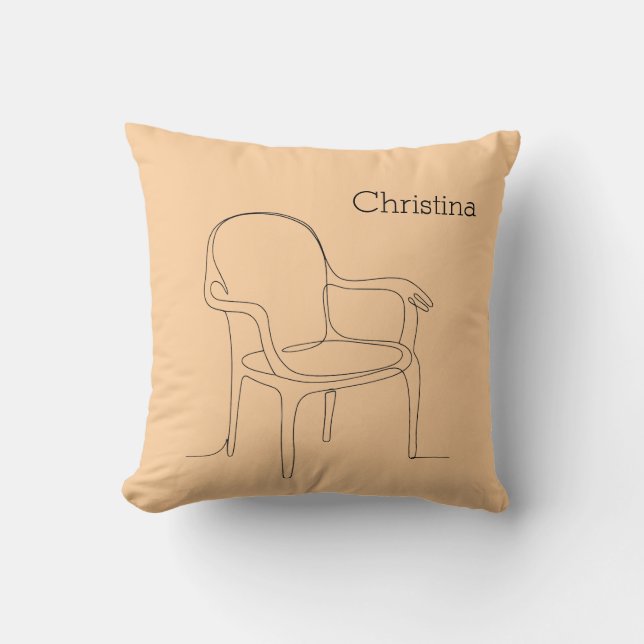 Chair of Support Line Art - Warm Boho Accent Cushion (Front)