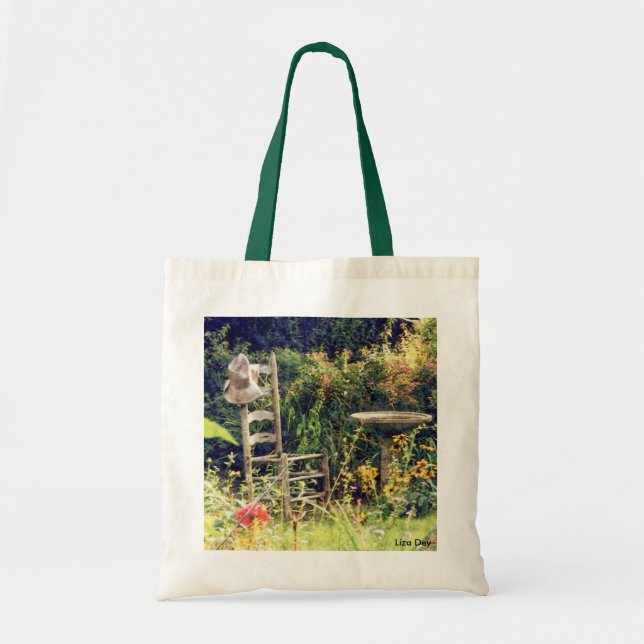 'Chair with Hat in Garden' Budget Canvas Tote (Front)