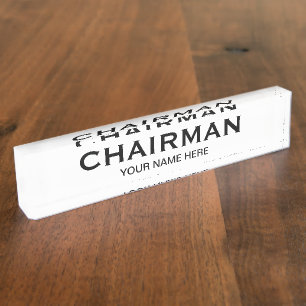 Chairman desk name plate with custom name