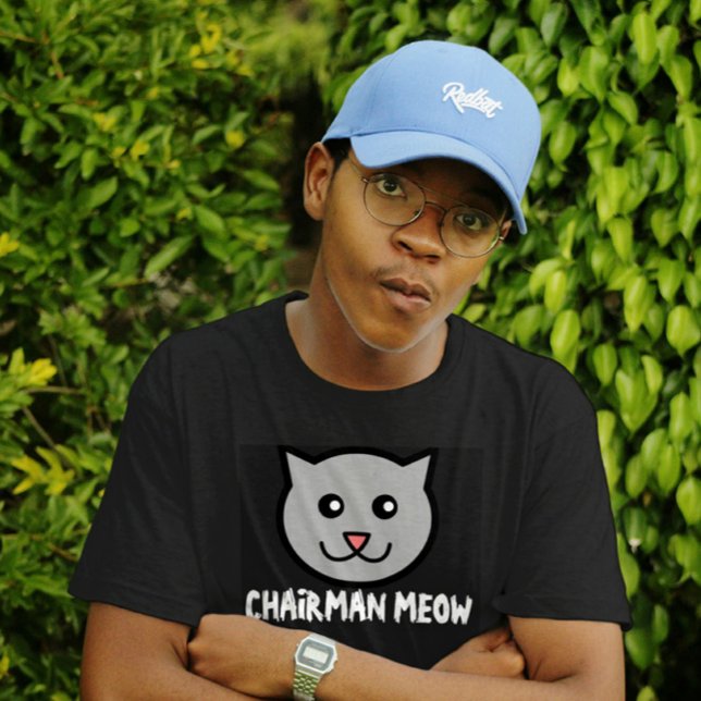 Chairman Meow, Black Cat T-shirt for Guys (Creator Uploaded)