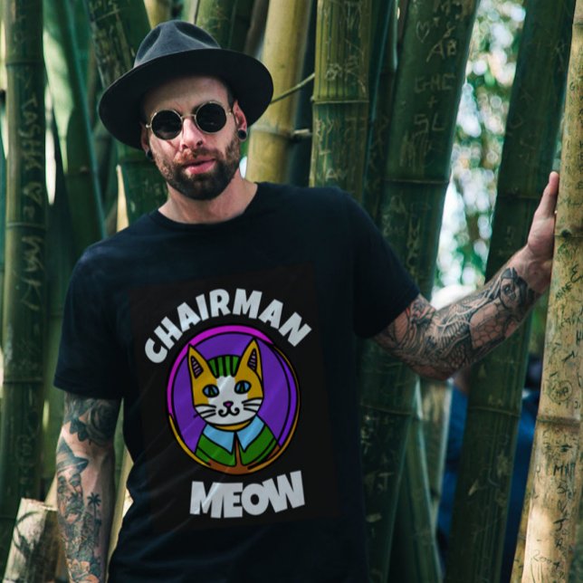 CHAIRMAN MEOW Cat T-shirts in black for MEN guys (Creator Uploaded)