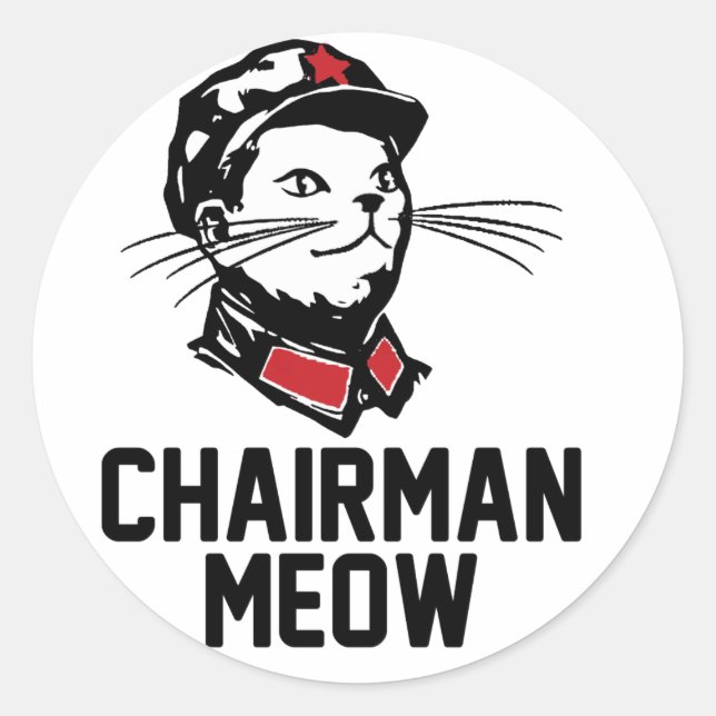 Chairman Meow (Mao) Design Classic Round Sticker (Front)