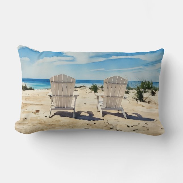 Chairs in sand Siesta Key Beach Pillow (Front)