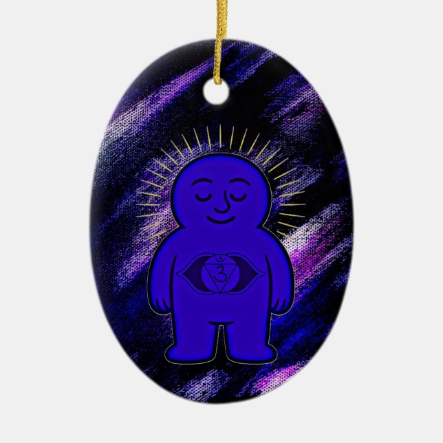 Chakra Buddies: Third Eye Chakra Ceramic Tree Decoration (Front)