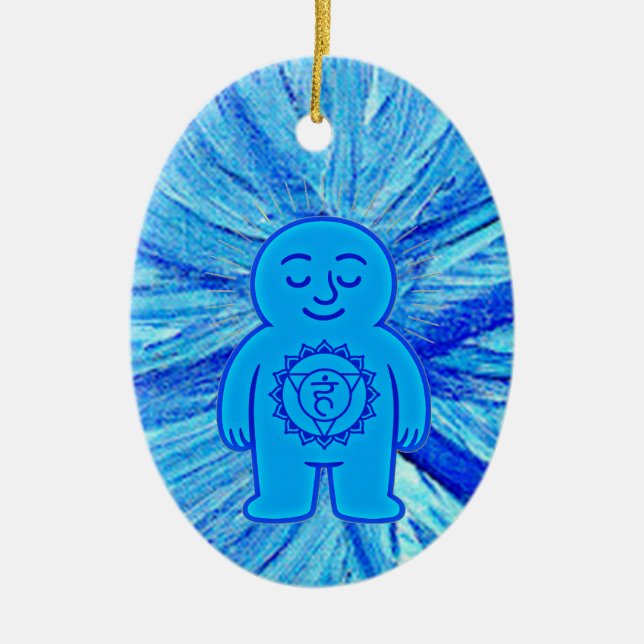 Chakra Buddies: Throat Chakra Ceramic Tree Decoration (Front)