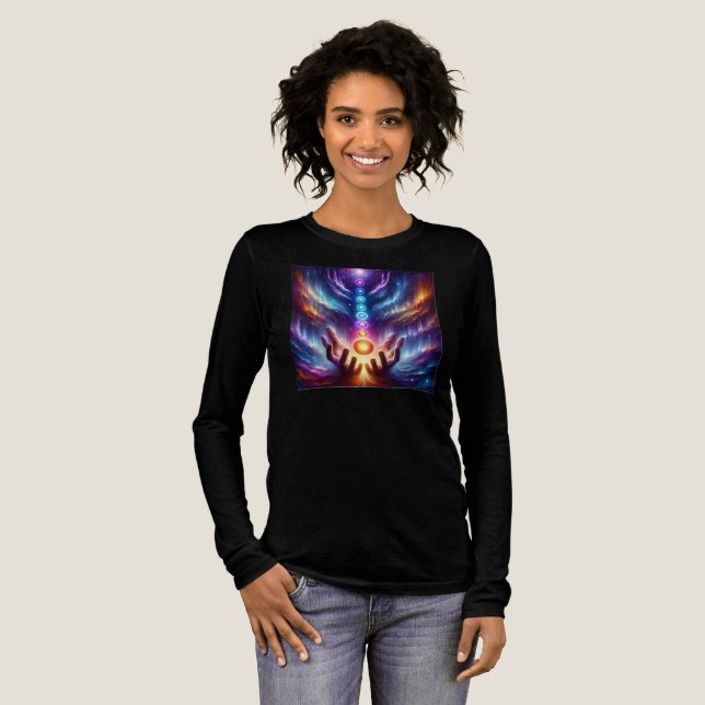     Chakra Flow Long-Sleeve Tee – Spectrum Colours (Full Front)