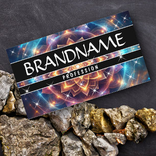 Chakra Flower of Life Glitter Sparkling Stars  Business Card