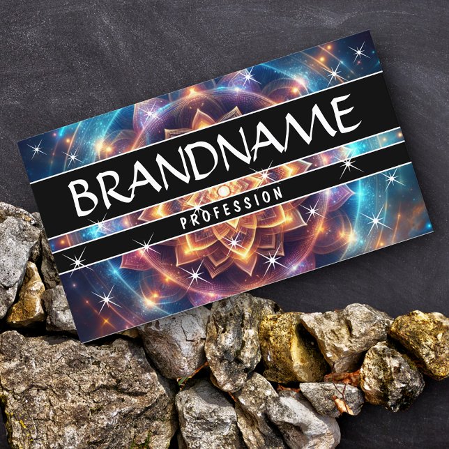 Chakra Flower of Life Glitter Sparkling Stars  Business Card (Creator Uploaded)