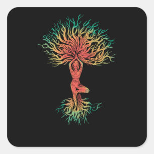 Chakra Hamsa Hand T-shirt Yoga Square Sticker