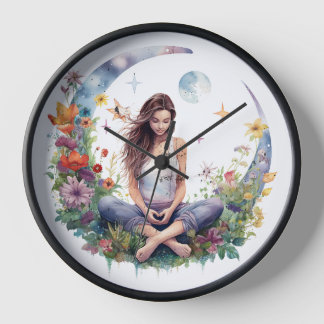 Chakra Harmony Yoga Mandala - Vibrant Watercolor A Clock