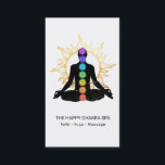 *~* Chakra Healing Meditation Lotus Pose Man Sun Business Card<br><div class="desc">* Energy Enhanced Esoteric Simple Minimal design featuring a COSMIC UNIVERSE filled MAN silhouette in MEDITATION while in the LOTUS POSE. Behind this Cosmic Man is a GOLDEN Sun. The metaphor is that the Sun and the Universe in General are part of you and "have your back" :) The Chakras...</div>