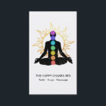 *~* Chakra Healing Meditation Lotus Pose Man Sun Business Card<br><div class="desc">* Energy Enhanced Esoteric Simple Minimal design featuring a COSMIC UNIVERSE filled MAN silhouette in MEDITATION while in the LOTUS POSE. Behind this Cosmic Man is a GOLDEN Sun. The metaphor is that the Sun and the Universe in General are part of you and "have your back" :) The Chakras...</div>