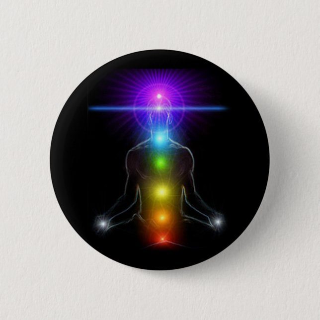 CHAKRA LIGHTS 6 CM ROUND BADGE (Front)