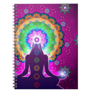 Chakra Meditation Floral Pattern Design Spiral Notebook