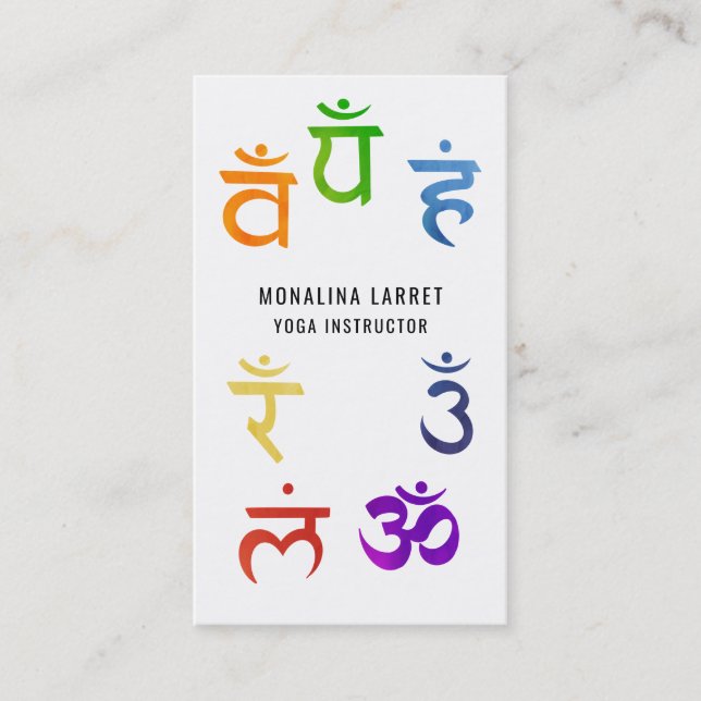 Chakra Meditation Symbol Yoga Instructor Business Card (Front)