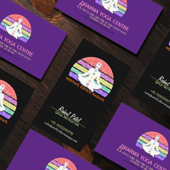 Chakra Meditation Yoga Rainbow Sunset Business Card (Creator Uploaded)