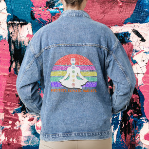 Chakra Meditation Yoga Rainbow Sunset Denim Jacket