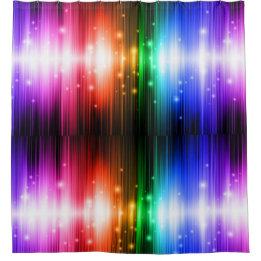 chakra,rainbow colours,sparkle,glitter,bokeh,faux, shower curtain