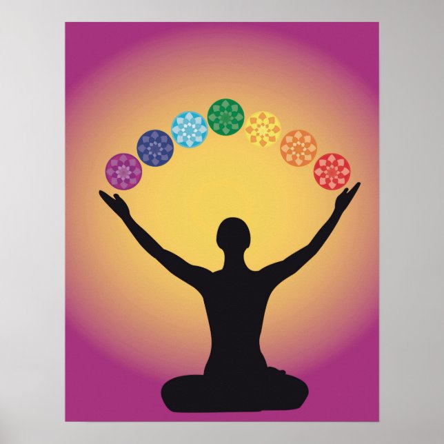 chakra system yoga yogi zen aura meditation chi om poster (Front)