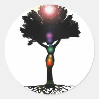 Chakra Tree Classic Round Sticker