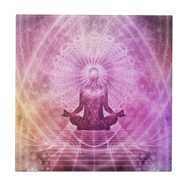 Chakra Yoga Meditation Ceramic Photo Tile (Front)