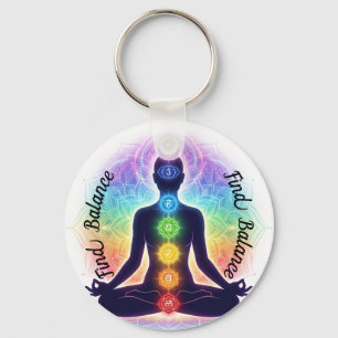 Chakras Meditation Art   Seven Colourful Symbols Key Ring