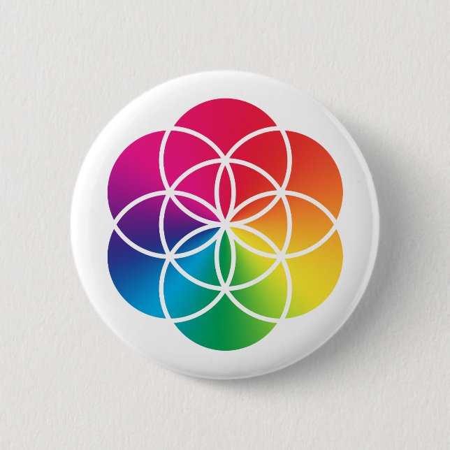 Chakras Rainbow Seed of Life Symbol 6 Cm Round Badge (Front)