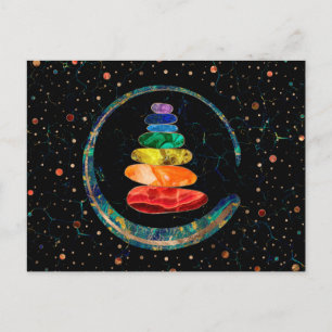 Chakras Zen Stones and Enso circle Postcard