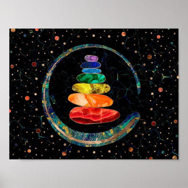 Chakras Zen Stones and Enso circle Poster (Front)