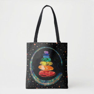 Chakras Zen Stones and Enso circle Tote Bag