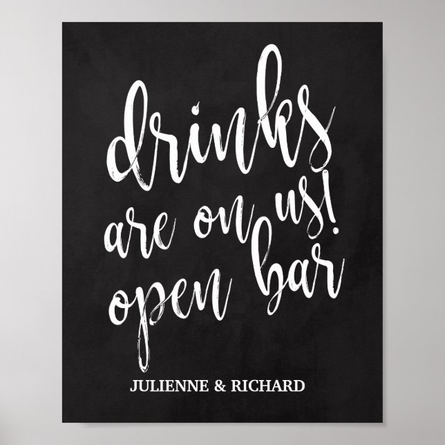 Chalboard Wedding Open Bar 8x10 Sign (Front)