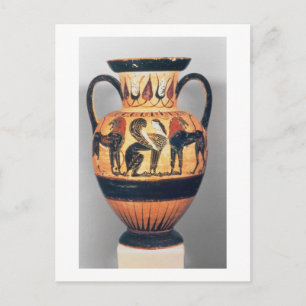 Chalcidian black figure amphora depicting a sphinx postcard