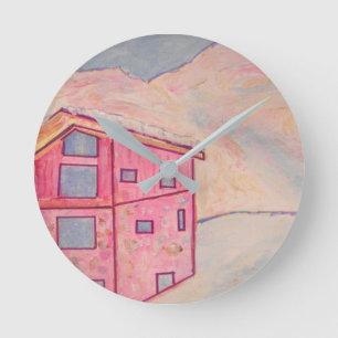 Chalet Snow Round Clock
