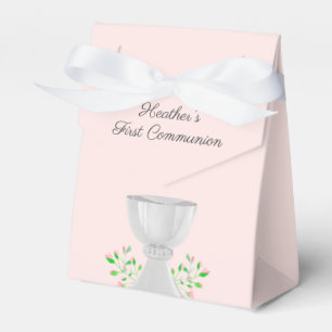 Chalice and Pink Buds Greenery First Communion Favour Box