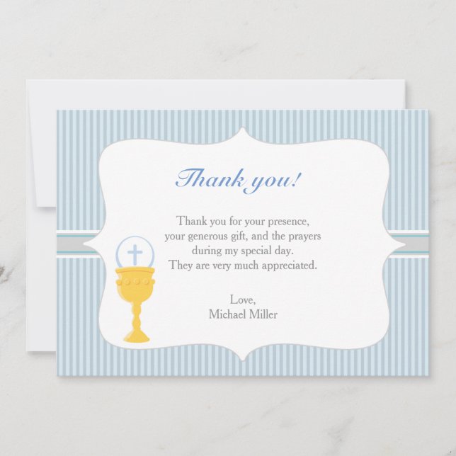 Chalice Communion Blue Thank You Card (Front)