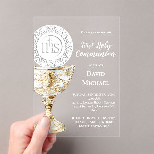 Chalice Host First Holy Communion Acrylic Invitations